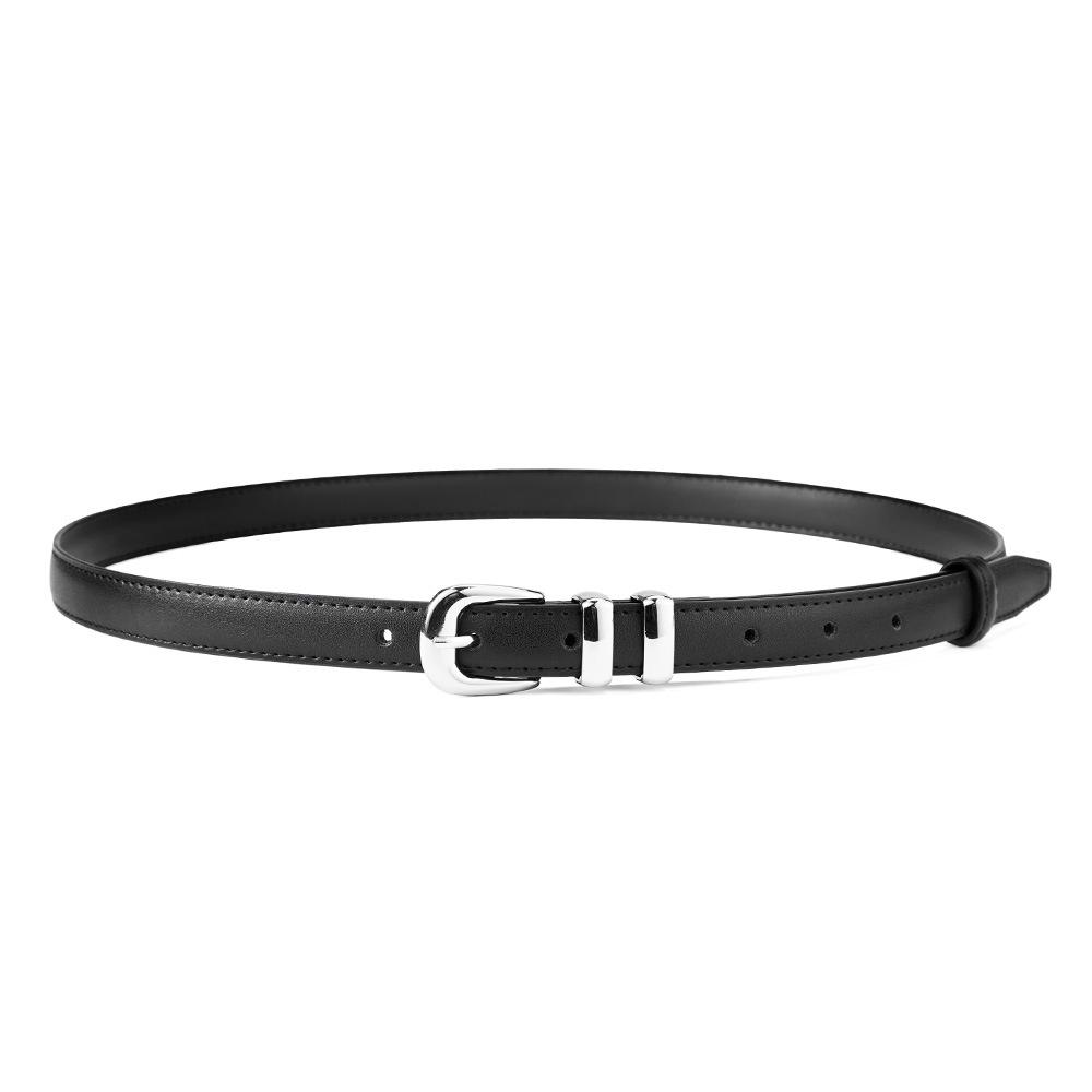 Luxury Women's Classic Cowhide Leather Belt with American Retro Style Pin Buckle