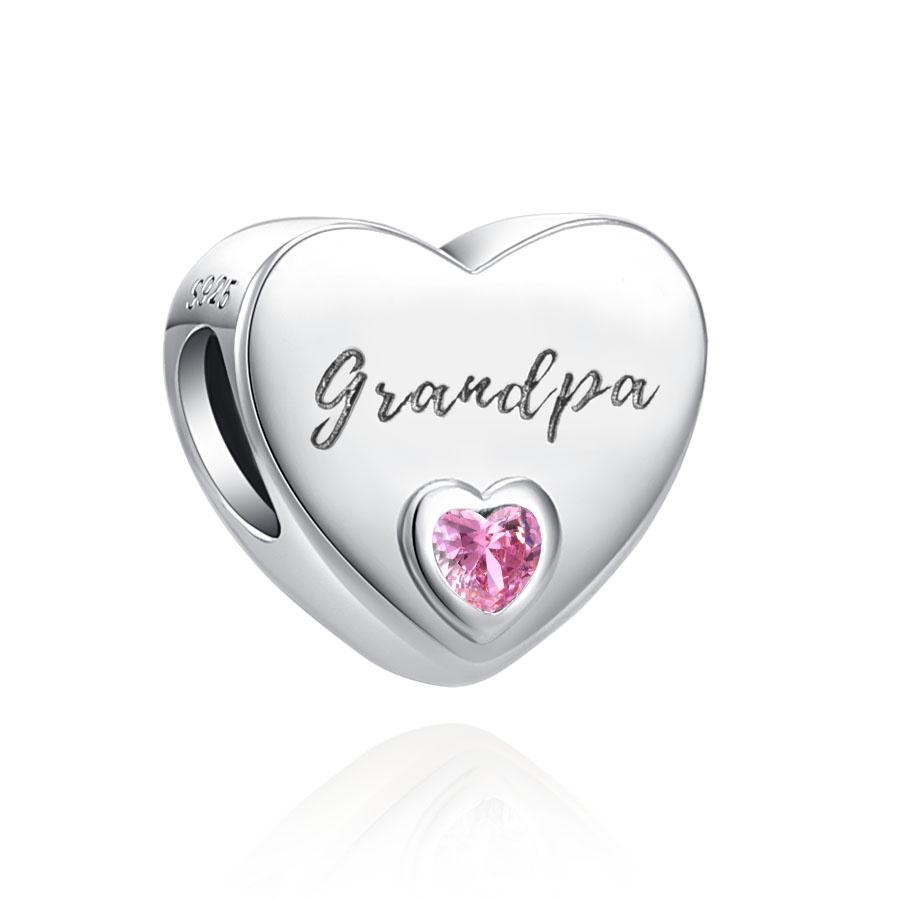 Copper Heart Shaped Father Mother Daughter Sisters Bead Suitable For Diy European Bracelet Festival Jewelry Gift