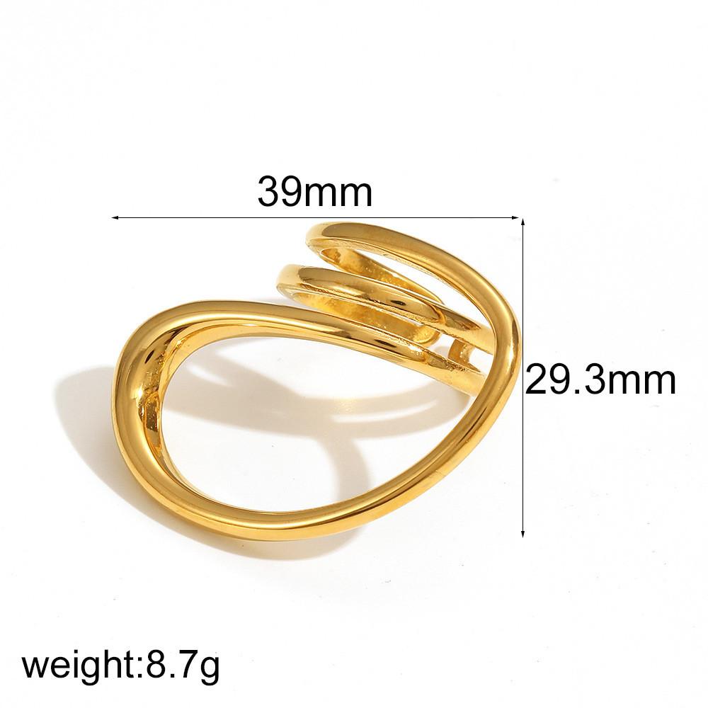 Geometric Stainless Steel Ring With Gold Plating For Women Fashion Jewelry Gold A