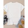 European sizes El Secreto De La Felicidad Es Letter Print T-shirt, Short Sleeve Crew Neck Casual Top for Summer & Spring