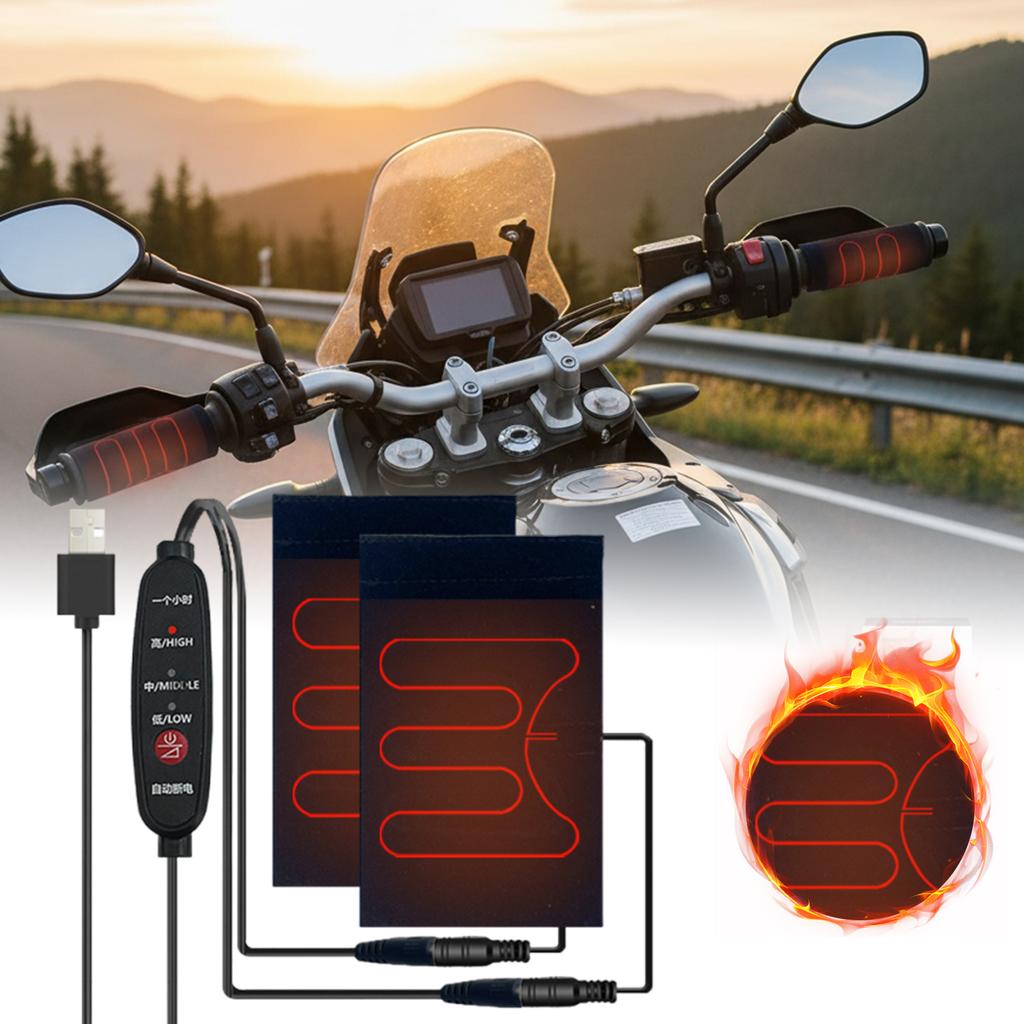 5V Handlebar Heater 3 Modes Motorcycle Heated Handlebar Grips Auto-Off Grip Thermal Sleeve Winter Cycling Protection Gear