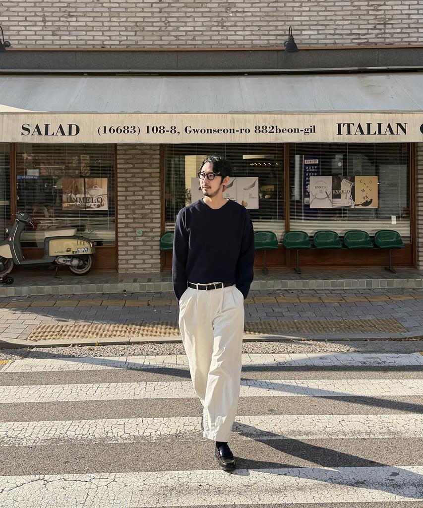 CUZNELLO Soft Saddle Crewneck Knit_Navy