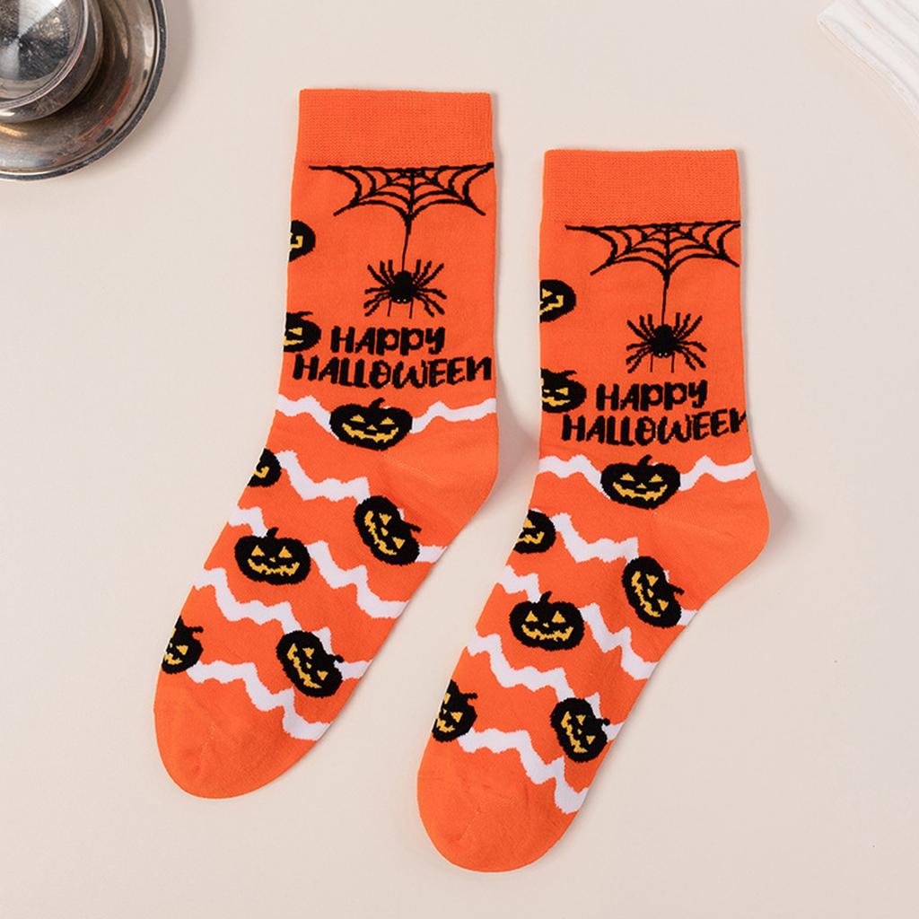 Halloween Cotton Mid Calf Socks for Men and Women, Pumpkin Pattern Socks, Matching Couple Socks with Wicking