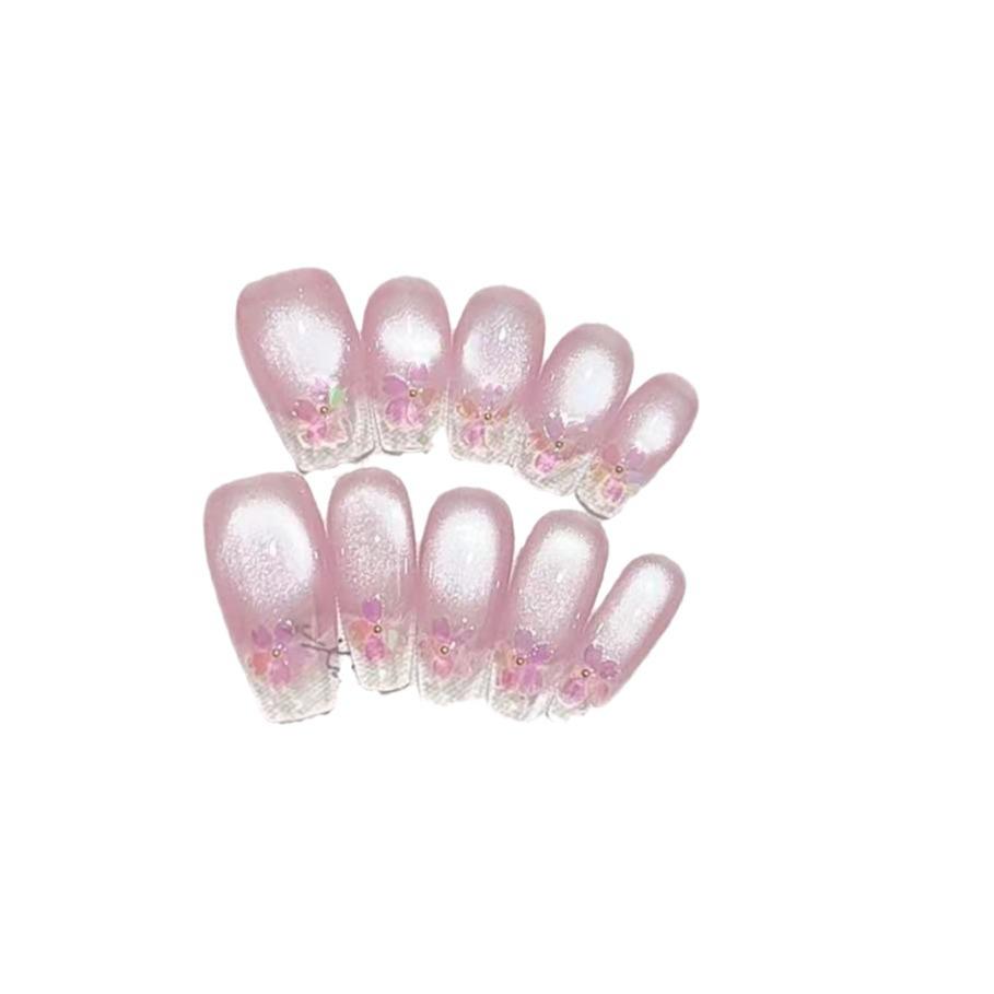 Pure Hand-made Phototherapy Wear Armor Aurora Sakura Finished Product Reusable Nail Art Patches Can Be Removed