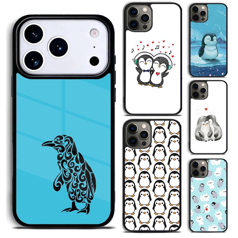 Cute Lovely Penguin soft Phone Case For iPhone 17 16 15 14 13 12 11 Pro Max Plus 17Air Soft Silicone Cover
