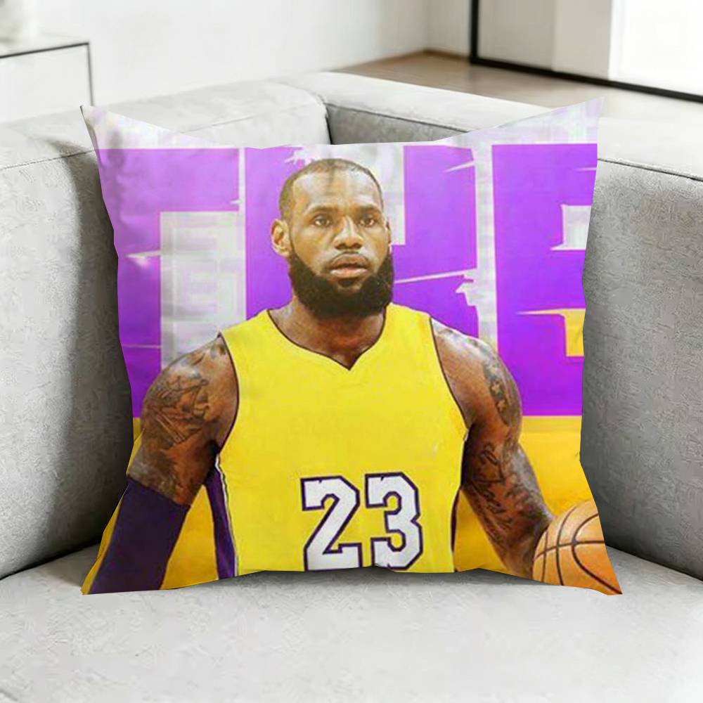 LeBron JJames כרית כדורסל מרובעת כיסוי כרית דו-צדדי לספה כיסוי כרית לחדר שינה ליד המיטה מתנה