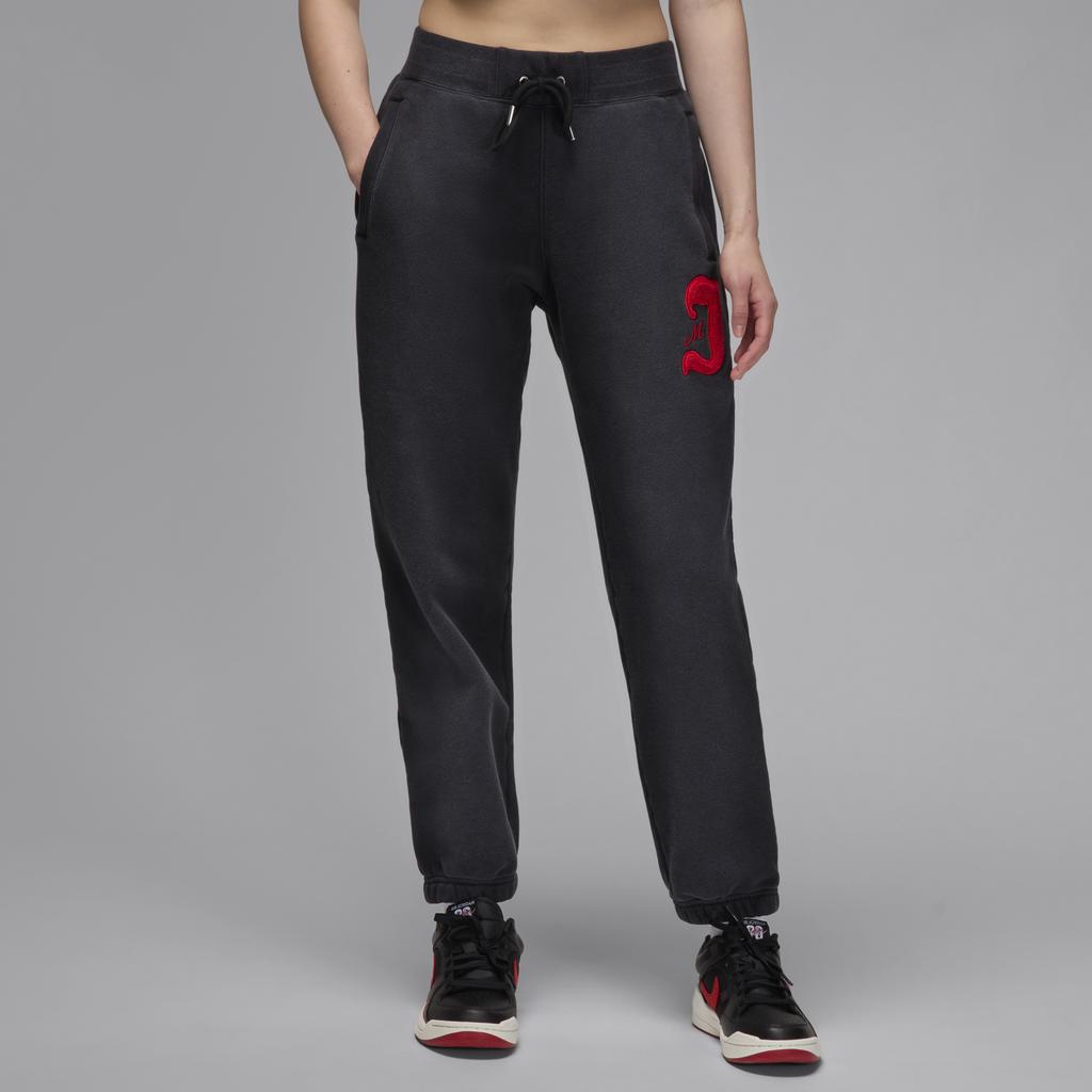 Jordan Flight Fleece Lace-Up Comfortable Loose Soft Casual Pants Women pants Black FV7069-010