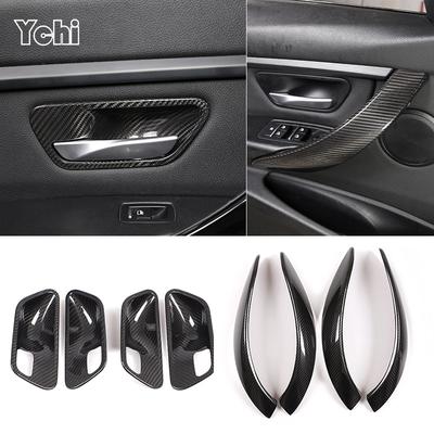 Real Carbon Fiber Car Door Inner Door Bowl Cover Decoration Sticker For BMW 3 4 Series 3GT F34 F30 F36 2013-2019 Car Accessories