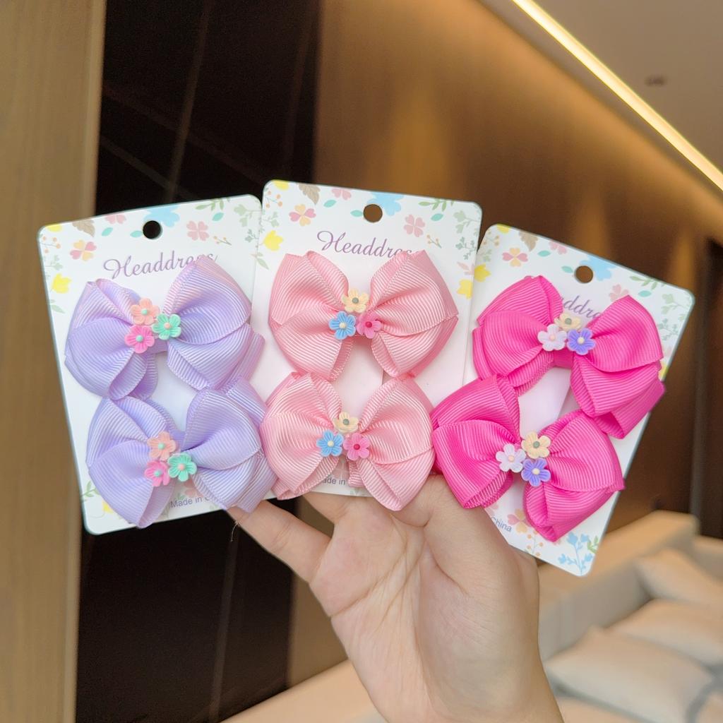 2Pcs/lot Baby Solid Hair Bows Hair Clips Ribbon Bow Hairpin for Girl Cheer Bowknot Barrettes Children Headwear Hair Accessories