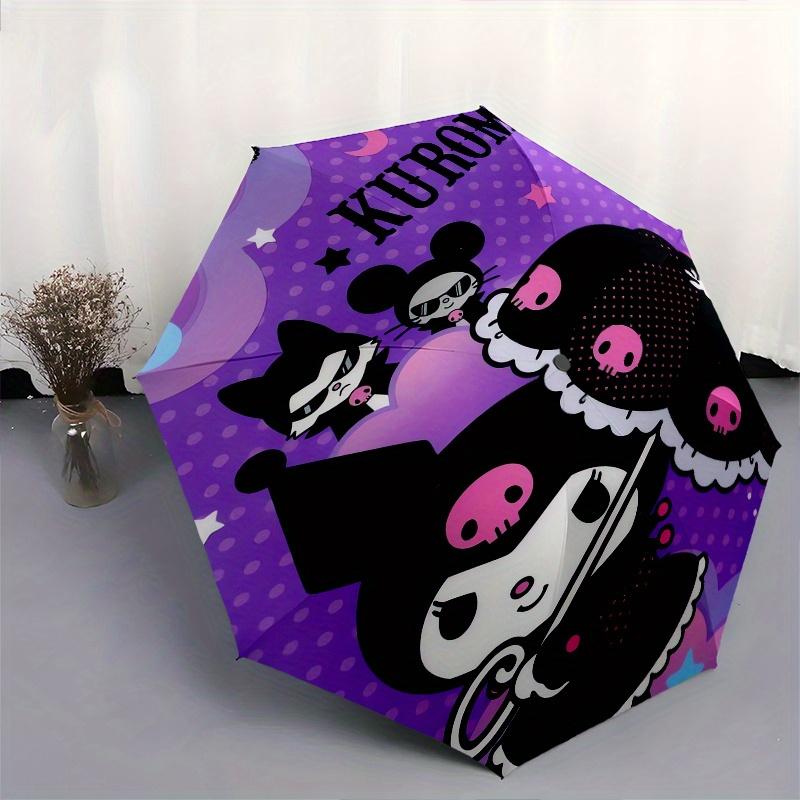 Kuromi,Nightly Automatic Folding Umbrella-Simple 8-Rib Design, Bright Cartoon Pattern, Durable Iron Frame, Suitable For Travel, Outdoor, Bea