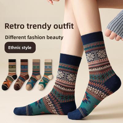 Vintage Damen Kniehohe Fleece Verdickt Warm Für Zuhause Kältebeständig Lange Socken Frühling und Herbst Mädchen Super Dicke Baumwollsocken Lange Wadenstrümpfe