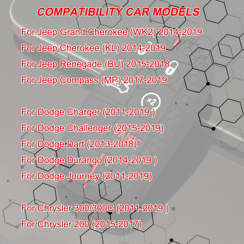 For Chrysler Dodge Dart Charger Journey Challenger Jeep Cherokee Silicone Car Key Fob Ring Remote Case Cover Protector 5 Button