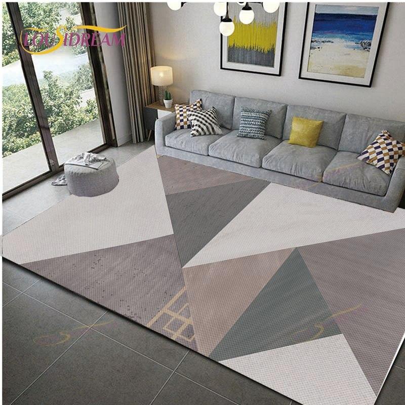 Geometric Carpet for Living Room Velvet Rug Kids Bedroom Bedside Rugs Soft Square Fluffy Carpets Home Sofa Table Decor Mat