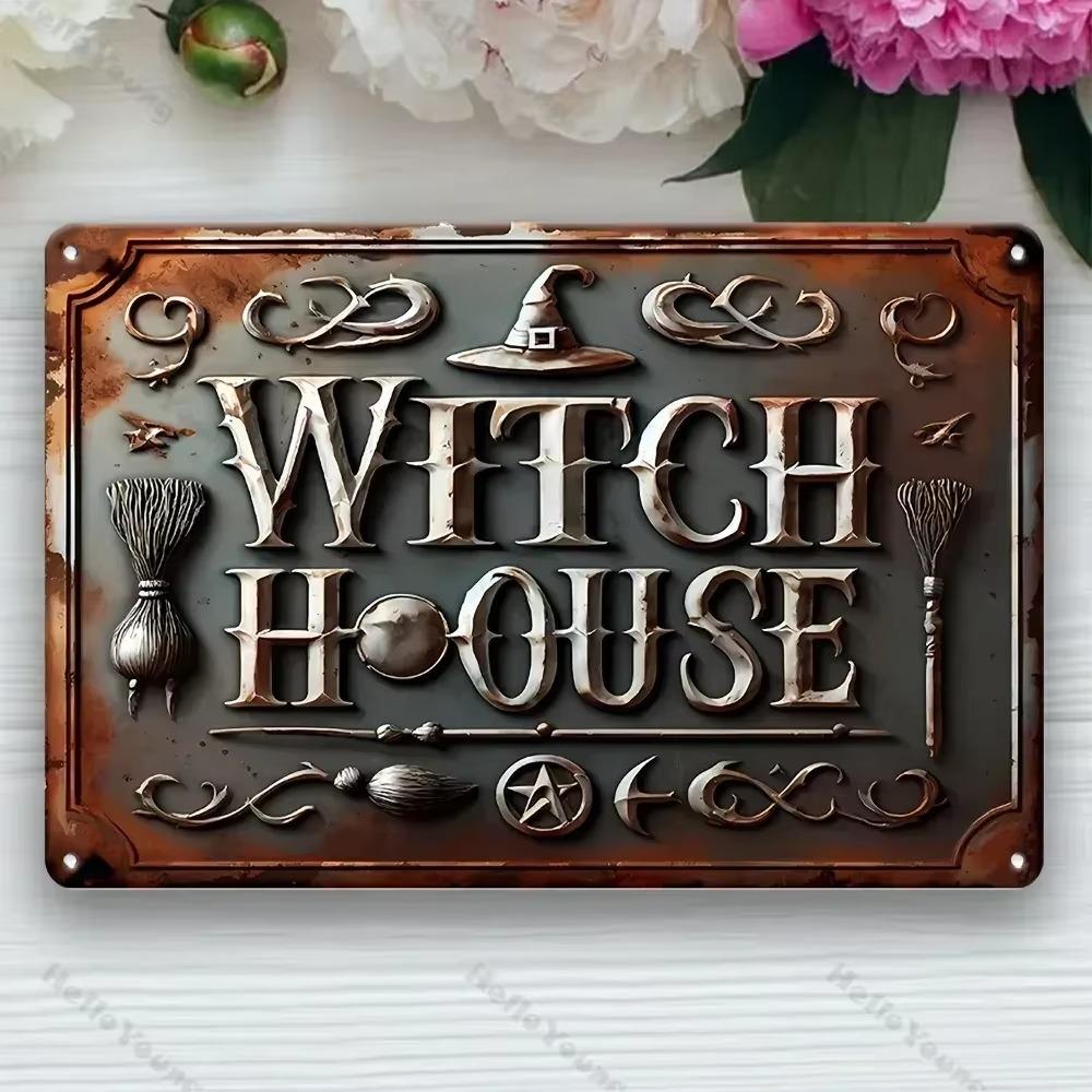 MysticEleganceDecor Vintage Witch House Iron Wall Hanging | Weatherproof, Distinctive Witchy Style, Effortless Installation