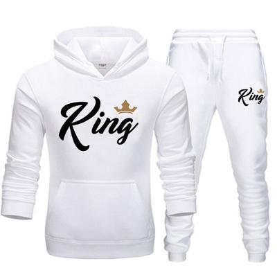 Lover-Trainingsanzug mit King-/Queen-Aufdruck, Paar-Hoodie und Hose/Sweatshirt, für Herren und Damen, für jeden Tag, lässig, Sport, Jogging-Set, Sportbekleidung