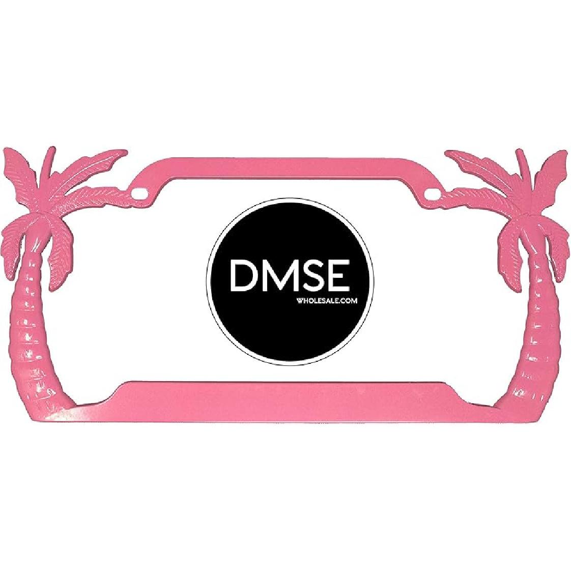 DMSE Palm Tree Beach Theme Universal Metal License Plate Frame Cool Decorative Design for Any Vehicle (Black) розовый