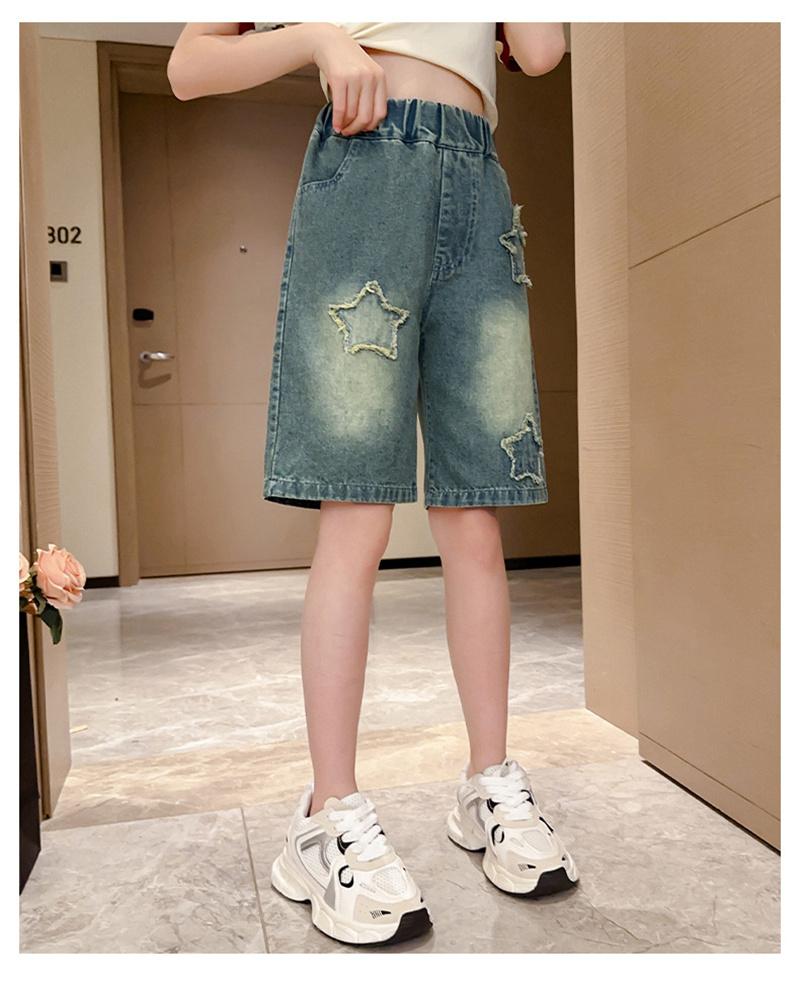 Girls Denim Shorts Summer Casual Loose Jeans Short Pants Children Wide Leg Pants Teen High Waist Straight Trousers