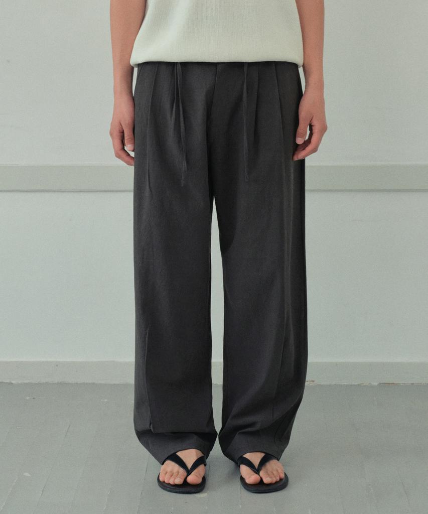 Wednesday Oasis Semi-Curved Twill Double-Pleat Pants_Charcoal(Wb6Pt12)