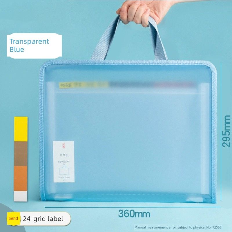 

Deli File Holder Student Folder Multi-Layer Insert Info Booklet A4 Book Clip Test Paper Storage Sorting Bag [Transparent 13 Grids] Blue