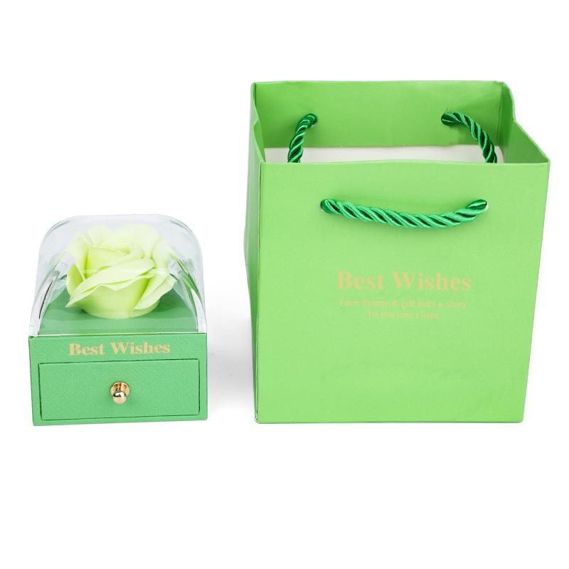 Luxury Rose Preserved Flower Jewelry Gift Box with Drawer for Valentine's Day