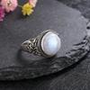 Newest Retro Flower S Silver Natural Moonstone Rings for Women Zircon Fine Party  Wedding Birthday Gift