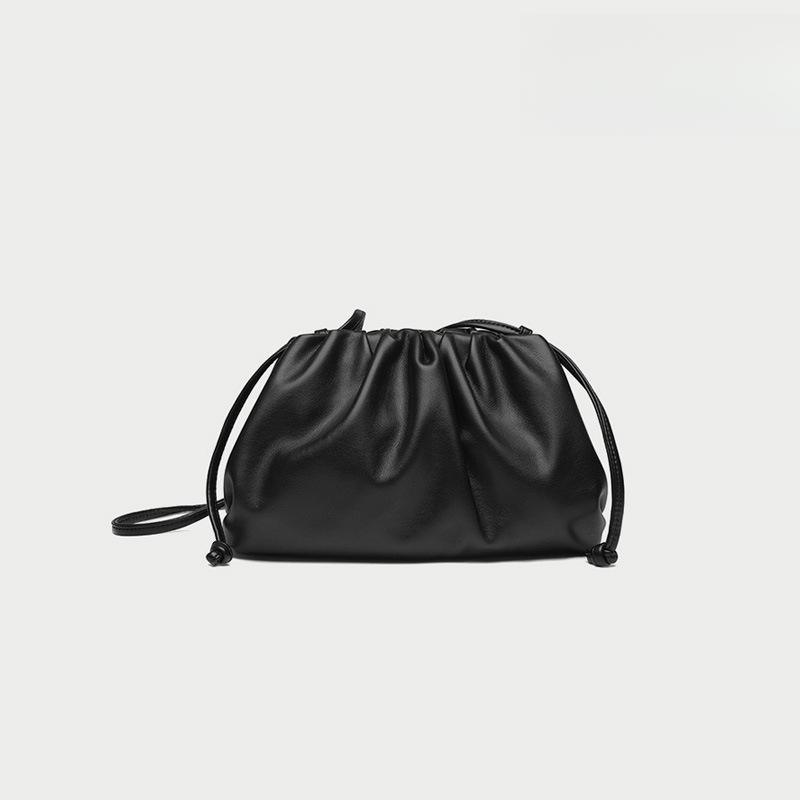 Burgundy Ruched Cloud Bag Women's Chic Underarm Dumpling Purse