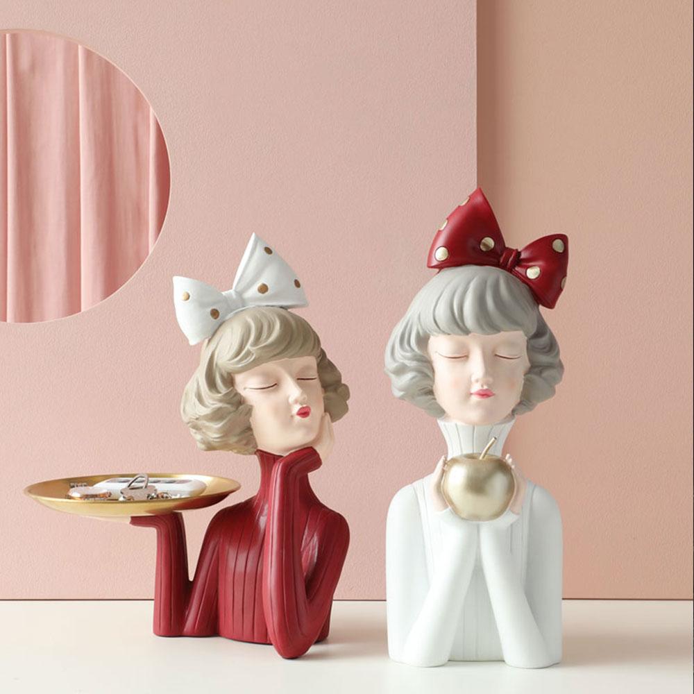 Harz Mädchen Kunst Wohndekor Dekoration Zimmer Figuren Für Innen Schreibtischzubehör Kawaii Statue Skulpturen Nordisch Wohnen
