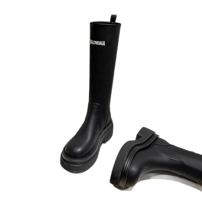 Boots Women's Thick Legs Large Tube Around Autumn and Winter New Matte Letter Large Size High Tube Thick-soled Knight Boots