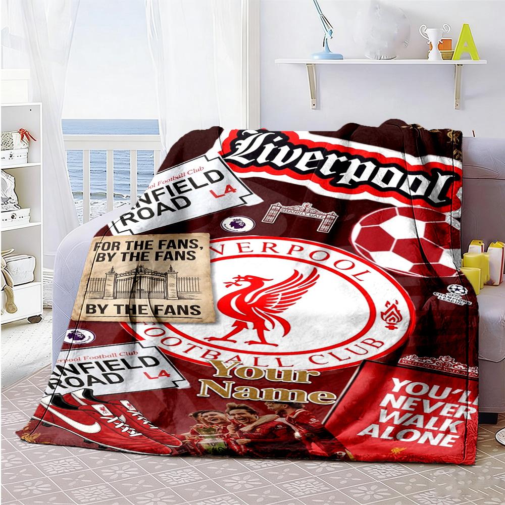 Liverpool Fc Customize Text Blanket Gift Customizable Blanket Durable Comfort Throw For Bed Office Living Room Nap Four Seasons Universal