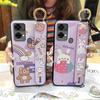 Wristband Waterproof Phone Case For Oukitel C33 Lanyard Cartoon Fashion Design Wrist Strap Anti-dust Ring Kickstand Cute
