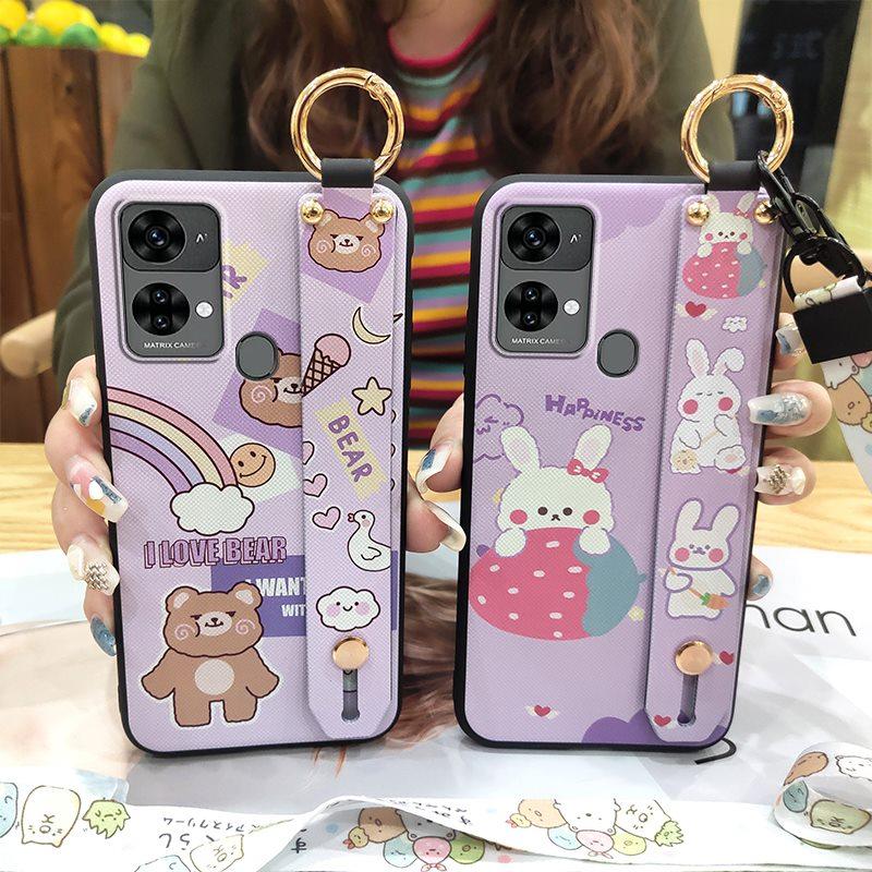 Wristband Waterproof Phone Case For Oukitel C33 Lanyard Cartoon Fashion Design Wrist Strap Anti-dust Ring Kickstand Cute