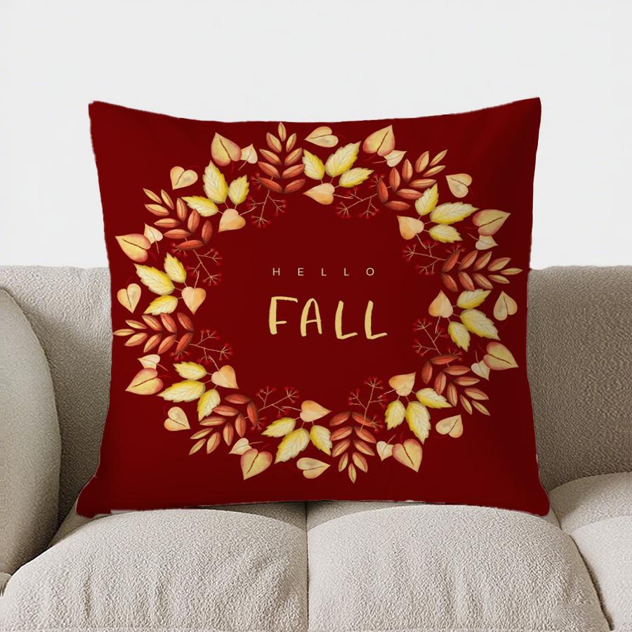 Home Decor Hello Autumn: Squirrels & Fall Leaves Pillow Pattern Cushion Cover Suitable For Sofa Bedroom Car Pillow Cover