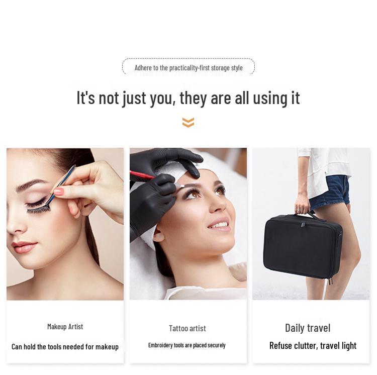 Cross-Border Large-Capacity Double-Layer Makeup Artist Bag with Partitions