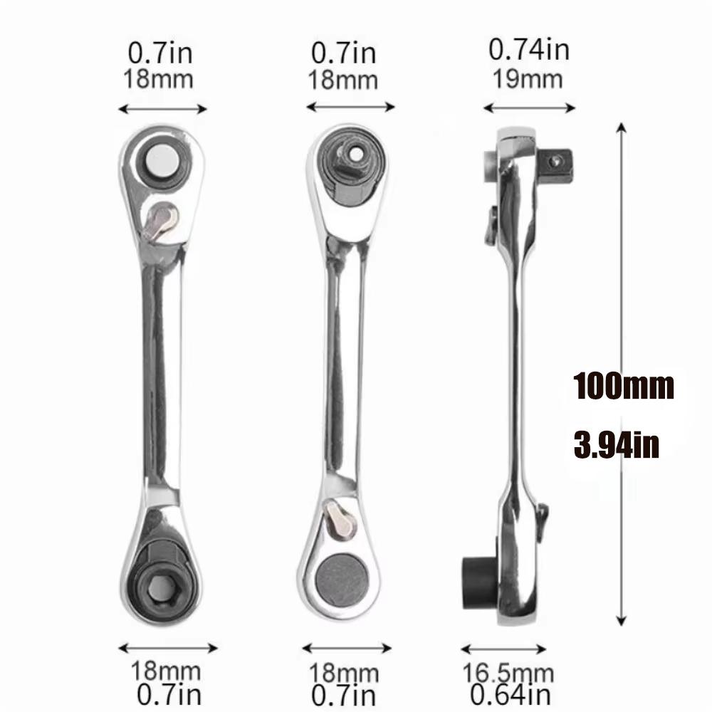 1pcs 2-in-1 Mini Socket Ratchet Wrench Double Head  Head Screwdriver Handle Quick Small Wrench Hand Tools