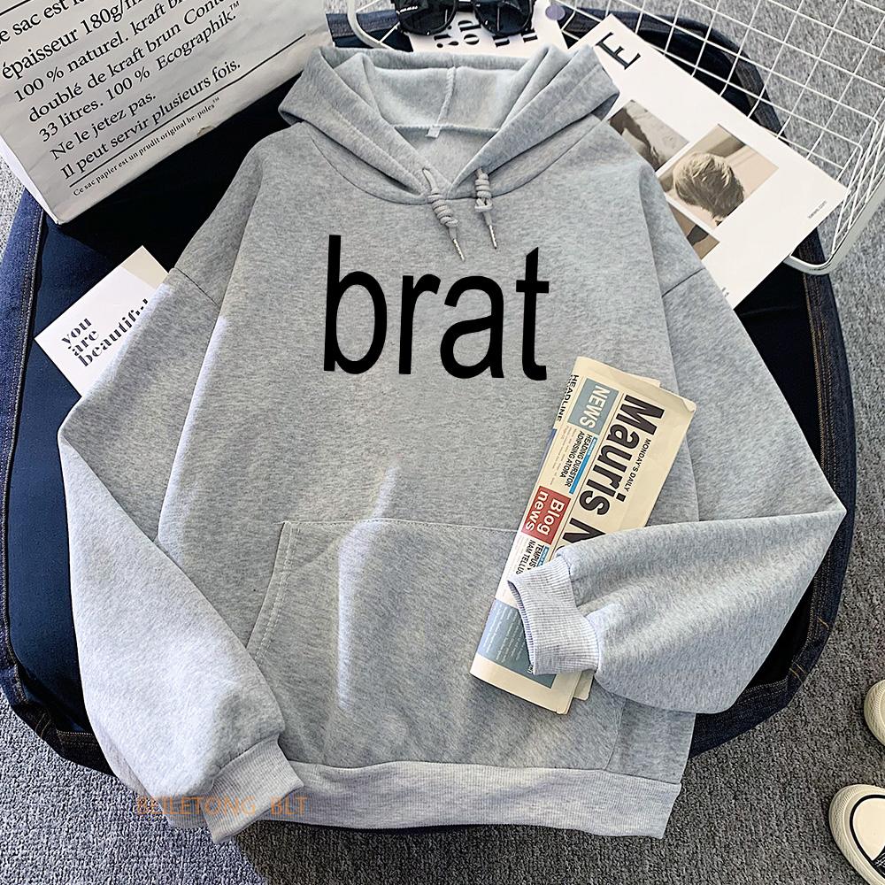 Charli XCX Brat Green Hoodies 2024 Album Graphic Printing Sweatshirts Streetwear Roupas Femininas Long Sleeve Women Sudaderas