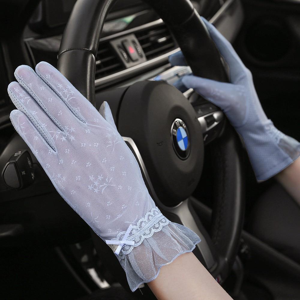 Frühlings- und Sommer-Spitze Damen Langfinger Radsport Sport Fahren Outdoor Beschattung Licht Atmungsaktiv Kühle Touchscreen-Handschuhe