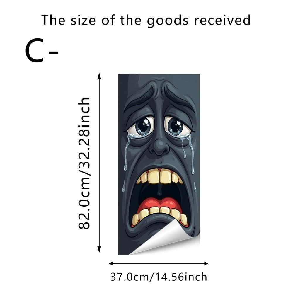 Funny Cartoon Face Trash Bin Sticker Water Block Vivid Expression Recycle Bin Sticker Easy Paste Sun Proof Tough Bin Wrap Decal