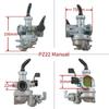 22mm PZ22 Motorcycle Carburetor Carb For Honda Ct70 Ct90 Ct110 Trx90 Atc90 Atc110 Atc125 Trax125 Trx125 Dirt Bike ATV Go Karts