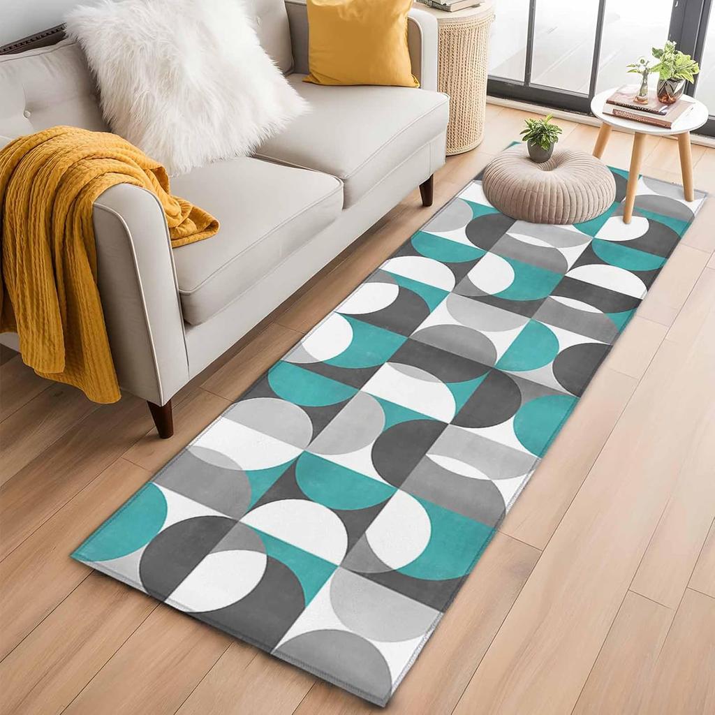 Alfombra Corredora Retro Nórdica Geométrico Abstracto Pasillo Alfombra Antideslizante Suave Absorbente Dormitorio Mesita de Noche Sala de Estar Entrada Alfombra