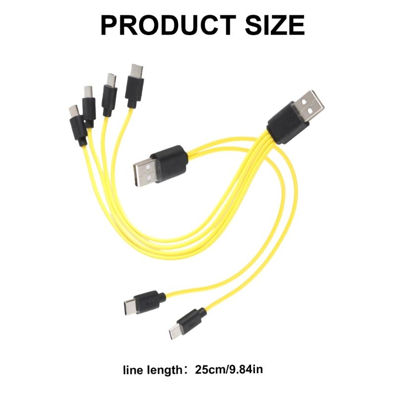 Multi Device Charging Cord Male USB to Multi Male Type C Port Power Sypply Cable Wire Line Support Quick Charging
