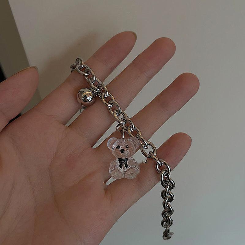Alloy Transparent Bear Pendant Hollow Bracelet For Women Three Dimensional Bear Bracelet Girls Bracelet Jewelry Gifts