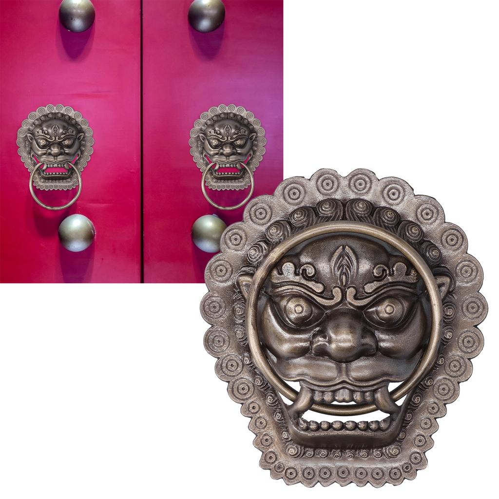 Dörrknackare i kinesisk stil Antik djurhuvud Dörrring Trädörr Dragring Reservdelar