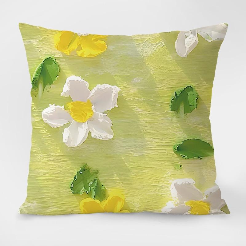 Simple Pastoral Flower Print Decorative Pillowcase Bedroom Living Room Square Cushion Pillowcase
