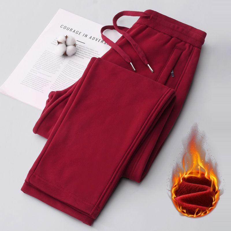 Pure Cotton Apricot Casual High Waist plus Size Straight Sports Pants
