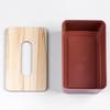 Desktop Tissue Box Rectangular Plastic Tissue   Box Cover with Wooden Lid for Home