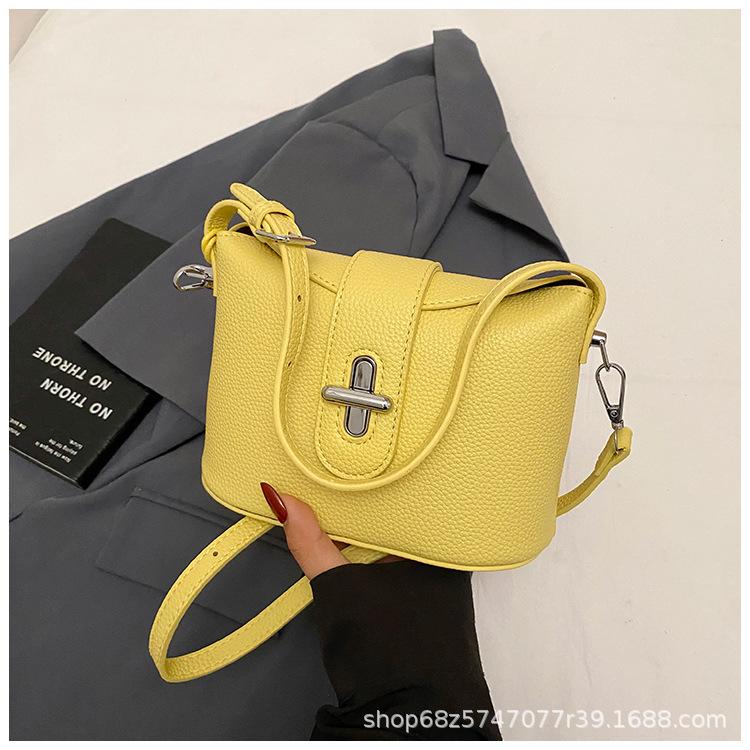 Korean Bucket Bag Women's 2025 New Texture Lychee Pattern Shoulder Bag Niche Design Fashionable Hand-to-hand Crossbody Bag