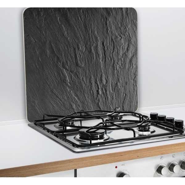 Crédence Cuisine en verre - WENKO - Ardoise - Verre trempé - 50x56 cm - Gris