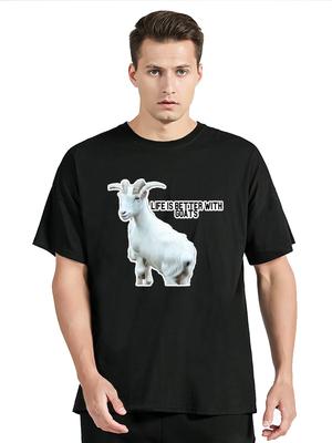Life Is Better With Goats Men Graphic Tshirt Goat Lover T-Shirt Creative Hipster Gothic Male Hip Hop Tops Clothing Oversized
