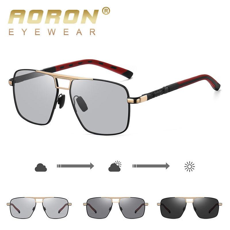 AORON Metal Frame Photochromic Polarized Sunglasses for Men Women Sport Driving Fishing Glasses