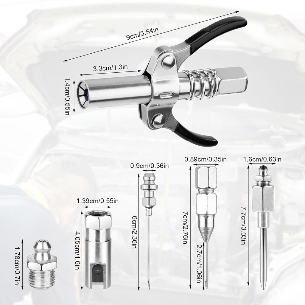 Lubrication Adapter Connector Grease Needle Nozzle with Double Handle Coupler for Mechanical Heavy Machinery Maintenance